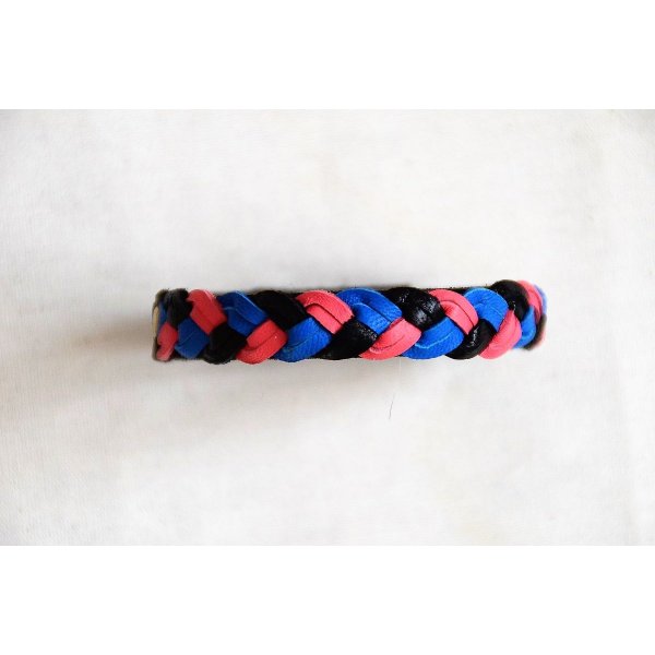 bracelet cuir tress&eacute; 2 couleurs