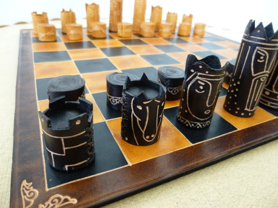 spiel handwerkliches schach leder